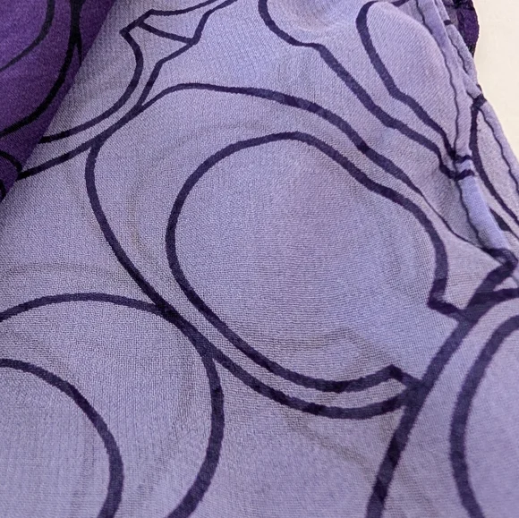 Coach Sheer Two Tone In  Purples Signature Silk Scarf - Picture 5 of 8